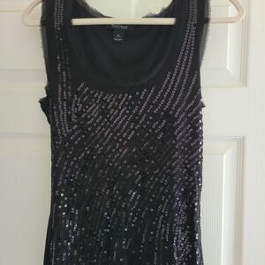 White House Black Market Black Sequin Tank Top
